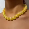 Colar com Pingente de Contas Coloridas a Laser Yongge Jewelry Estilo Europeu e Americano Colorido Bloqueio de Cores Joias de Contas de Vidro