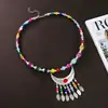 Tocado de estilo retro de minoría étnica con borlas y cadena para la frente de luna creciente, accesorio exótico para el cabello de Tíbet para viajes y vacaciones