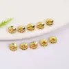 Cor de ouro 18k espaçador de roda de contas que retém a cor micro cravejado zircônia cobre espaçador de conta de perfuração redonda pulseira DIY feita à mão com contas