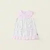 Novo Vestido Floral de Verão Estilo Francês para Meninas com Cintura Franzida, Mangas Volantes e Babados para Crianças Pequenas