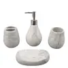 Conjunto Cerâmico de Banheiro de Quatro Peças com Copos de Enxaguante Bucal e Porta-Escovas de Dente em um Conjunto de Acessórios de Banheiro Branco