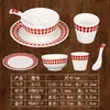 Conjunto de Louças Prato de Melamina Xi Jia Yuan Prato Self-Service Rodatório Hot Pot Prato de Legumes Criativo Prato de Bolinhas Vermelhas Serviço de Mesa Conjunto de Quatro Peças
