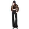 Jeans holgados de pierna ancha con corte entallado para mujer, color negro y gris, de talle alto y corte recto, 2024