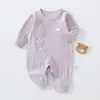 Mameluco de algodón puro para bebé, cuello solapado, manga larga, primavera y otoño, clase A, sin huesos, para recién nacidos, todas las estaciones, capa base
