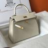 Bolso Pequeño Cuadrado Urbano Simple de Piel de Vaca de Primera Capa de Kelly, Bolso Cruzado Ligero de Cuero Genuino para Teléfono Móvil con Hebilla de Cierre para Mujer