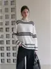 Suéter de punto largo a rayas color block estilo vintage francés "old money" para mujer, holgado y casual, top estilizado para primavera y otoño