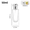 Directamente del fabricante: botellas de perfume cuadradas transparentes, botellas de perfume de clip, botellas de perfume de vidrio recargables y botellas con atomizador para cosméticos