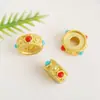 Dados Antigos de Esmalte Dourado Separadores Sexagonais Contas Cor-Preservante Ouro de Areia Olho de Libélula Plano Separador Acessórios para Joias DIY