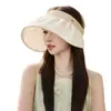 Chapéu de Concha com Aba Larga Proteção Solar de Verão Chapéu de Sol para Férias na Praia Feminino Formato de Coração Chapéu de Topo Aberto Elegante Versátil Atacado