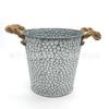 Fabricante Personalizado Atacado Alça de Madeira Revestida de Branco Lata Quadrada Decorativa de Juta Vaso de Flores Vaso de Flores Suculentas