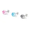 Pendiente de aleación de titanio F136 con diseño de ojo de ángel, engaste de garra en forma de copa, stud para labio de zirconia 5A, cabeza de joyería G23 de titanio con rosca de 0.9 mm