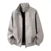 Chaqueta retro estilo americano con cuello alto para hombre, adecuada para hombres jóvenes y de mediana edad, corte holgado, elegante y hecha de cuero PU con forro de felpa, perfecta para otoño e invierno