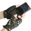 Guantes tácticos de medio dedo para hombre, de camuflaje, para entrenamiento al aire libre, antideslizantes, transpirables, con protección de palma, para deportes de equitación, guantes de medio dedo
