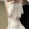 Calcetines Mekki para Mujer para Primavera y Verano, Ligeros y Transpirables, Calcetines de Media Pantorrilla Estilo Nuevo, Malla con Rayas Verticales Lisas en Mujeres