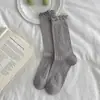Calcetines Sockstage Primavera/Verano Malla Sin Costuras Borde de Volantes Finos de Media Pantorrilla Versátiles Estilo Miu Estilo Ballet Calcetines Holgados