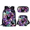 Mochila Estampado Creativo para Estudiante Set de Tres Piezas Serie Mariposa 3D Mochila Combinada de Gran Capacidad para Computadora para Hombre y Mujer