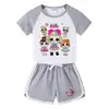 Traje Infantil 2023 Muñeca Sorpresa Verano Nueva Ropa Infantil Camiseta de Manga Corta para Bebé Conjunto Casual de Dos Piezas Moda