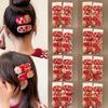 Horquilla Roja de Felpa de Año Nuevo para Niños Pinza para el Cabello Linda de Dibujos Animados para Mujer Flequillo Lateral Mechones Sueltos Pinza BB Pinza para el Cabello Tocado