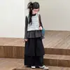 Conjunto de Otoño para Niña 2026 Nuevo Estilo Coreano de Dos Piezas Tejidas: Top y Culottes de Pierna Ancha para Niños