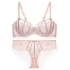 Sutiã popular sexy estilo francês, ultrafino, plus size, que minimiza seios grandes, suporta os seios laterais e previne a flacidez, conjunto de sutiã de renda