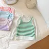 Chal de Punto para Niña Camiseta de Manga Larga Estilo Primavera y Otoño Top de Bebé Rayado con Parches Camiseta Básica Elegante para Niños