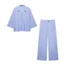 Conjunto de Ropa de Verano para Mujer Estilo Europeo y Americano 2026 con Camisa y Pantalones con Ribete de Color Contrastante 26284