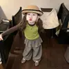 Camiseta de Manga Larga para Niña 2026 Primavera/Otoño Nuevo Estilo Chaleco Verde para Bebé Conjunto de Dos Piezas Top Moderno y Tendencia para Niños