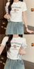 Playera de Manga Corta con Estampado de Letras para Mujer Verano 2025 Nuevo Estilo Hombro Derecho Estilo Corto Look Adelgazante Estilo Coreano Top Interior de Alta Gama