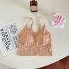 Ropa interior de espalda descubierta en forma de V transfronteriza para mujer, parte superior sin tirantes de encaje de longitud media, para base envuelta en el pecho con almohadilla en el pecho