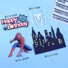 Decoração de Bolo de Confeitaria Desenho Aranha Plug-In Casa Casa de Camada Dupla Plug-In Cartão Cena Mesa de Sobremesas Decoração de Festa