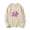 Estilo Nuevo Primavera y Otoño Americano Nicho Dibujos Animados Cereza Letra Estampado Diseño Casual Versátil Manga Larga Top para Ropa de Abrigo
