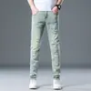 Jeans de Hombre Verano 2024 Marca de Moda Retro Corte Delgado Elásticos Casuales Versátiles Pantalones Largos para Hombre