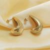 Aretes europeos y americanos exagerados de alta gama huecos a rayas de gota de agua de acero inoxidable personalidad espejo cruzado metal temperamento moda joyería para la oreja