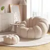 Sillón sofá calabaza color crema, reclinable, para dormir, sofá de tela de lana de cordero, para una persona, casual, sofá perezoso
