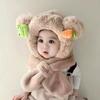 Chapéu infantil cachecol do bebê integrado outono e inverno boné super fofo para meninos e meninas engrossado tampa de proteção auricular quente para bebês