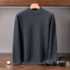 Suéter de cachemira 2026 otoño/invierno nuevo suéter de punto para hombre de cuello alto medio casual de negocios para mediana edad capa base de doble hilo