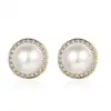TikTok Novo Estilo Estilo Coreano Brincos de Pérola Austríaca Moda Feminina Retro Elegante Estilo Chanel com Zircônia Brincos Simples