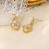 Novos Brincos Fritillaria Design Agulha de Prata Alto Padrão Luxo Leve Joias Elegantes para Senhora Brincos de Trevo de Quatro Folhas Pérola para Mulheres