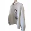 Sudadera de mujer para primavera e invierno 2026 nueva popular moda elegante súper bonita casual holgada top blanco y gris