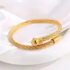 Pulsera de Clavo de Acero Retorcido con Cabeza Redonda Color Dorado Estilo Europeo y Americano Transfronterizo, Moderna y de Alta Gama, Pulsera de Acero Inoxidable con Temperamento de Lujo Ligero para Mujer