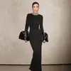 Comércio Exterior Vestido Feminino Europeu e Americano Gola Redonda Cravejado de Diamantes Mangas Sino Estilo Dama Elegante Saia Bandage Vestido de Festa Vestido