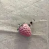 Collar con Colgante de Fresa Rosa Degradado y Anillo para Mujer, Dulce y Lindo Temperamento, Cadena de Suéter Choker a la Moda