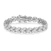 Pulseira de Prata Europeia e Americana, Pulseira Romana Clássica e Fashion para Mulheres, Cravejada com Moissanita Navete, Joia Popular Transfronteiriça