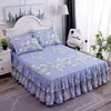 Saia de Cama Dupla Renda Transfronteiriça Conjunto de Três Peças Cobertura de Cama Espessa Antiderrapante Saia de Cama Cobertura de Cama de Peça Única Saia de Cama Atacado