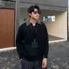 Suéter de Punto Color Block con Solapa Falso Dos Piezas para Hombre Versátil Moderno Nuevo Estilo Moda Perezosa Casual Retro Simple Manga Larga
