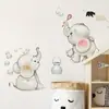 BR0095E Elefante Bebê Fofo de Desenho Animado Soltando Bolhas Adesivos de Parede Autoadesivos Sala de Estar Quarto Quarto Infantil Decoração de Casa Adesivos