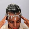 Accesorios de Boda para Novias Transfronterizas Europeas y Americanas, Accesorios para el Cabello de Malla con Pedrería en Forma de Gota, Diadema, Accesorios para Actuaciones y Pasarelas, Diadema