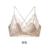 Lingerie de renda com amarração no pescoço para mulheres, pequeno busto com bojo sexy de verão fina francesa puro desejo grande U costas bonitas roupa íntima sutiã