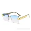 Gafas de Sol Cuadradas de Alta Gama con Borde Recortado Sin Marco Serie H Moda Transfronteriza Europea y Americana para Hombres y Mujeres Gafas de Sol para Viajes