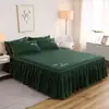 Faldón de Cama de Algodón Cubre Cama Pieza Única Protector de Colchón Funda Antipolvo Algodón Antideslizante Cubre Cama Individual y Doble Sábanas Ajustables